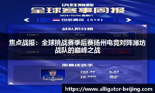 焦点战报：全球挑战赛季后赛扬州电竞对阵潍坊战队的巅峰之战
